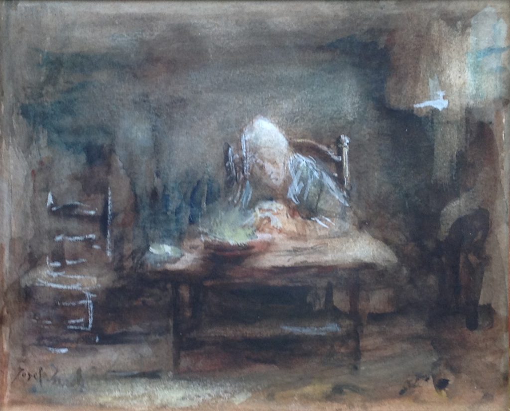 Kunstenaar Jozef Israels B500,  Jozef Israels
Boerin in keuken
aquarel, 23 x 20 cm
l.o. gesigneerd