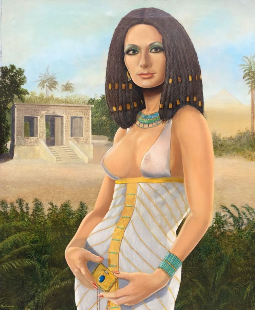 Schilderijen te koop van kunstschilder Jean Thomassen Egyptische dame olie op doek, 60 x 50 cm linksonder gesigneerd, Expositie Galerie Wijdemeren Breukeleveen