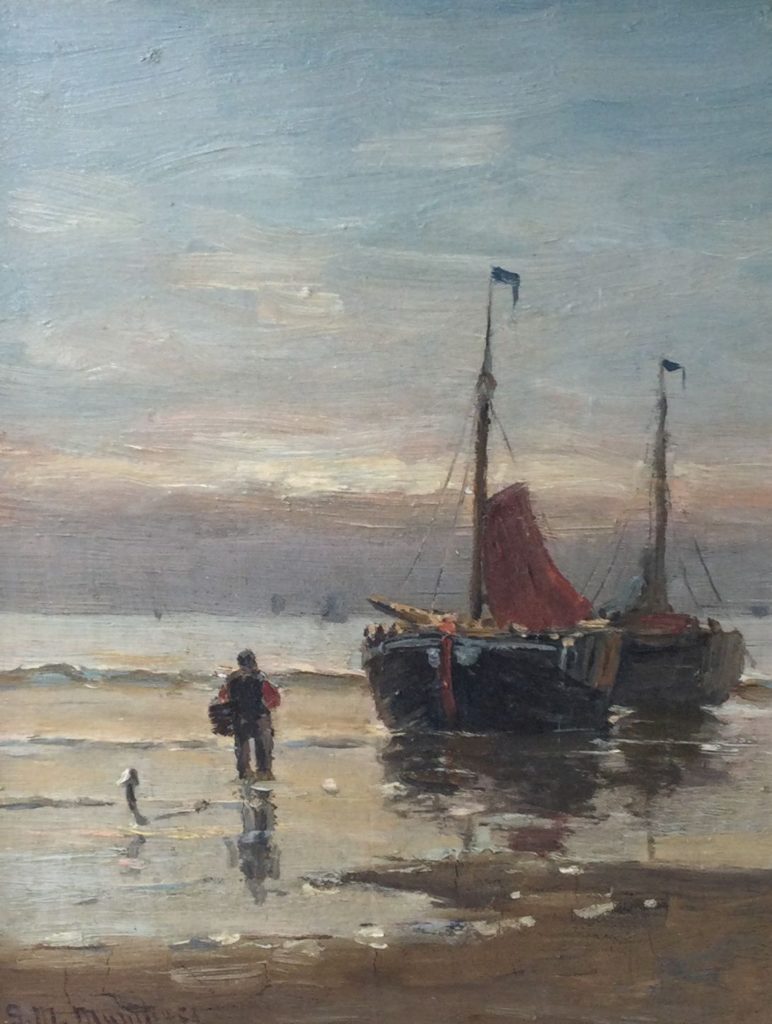 Kunst te koop bij Galerie Wijdemeren van kunstschilder G.M. Munthe Bomschuit olie op paneel, 22 x 27 cm linksonder gesigneerd