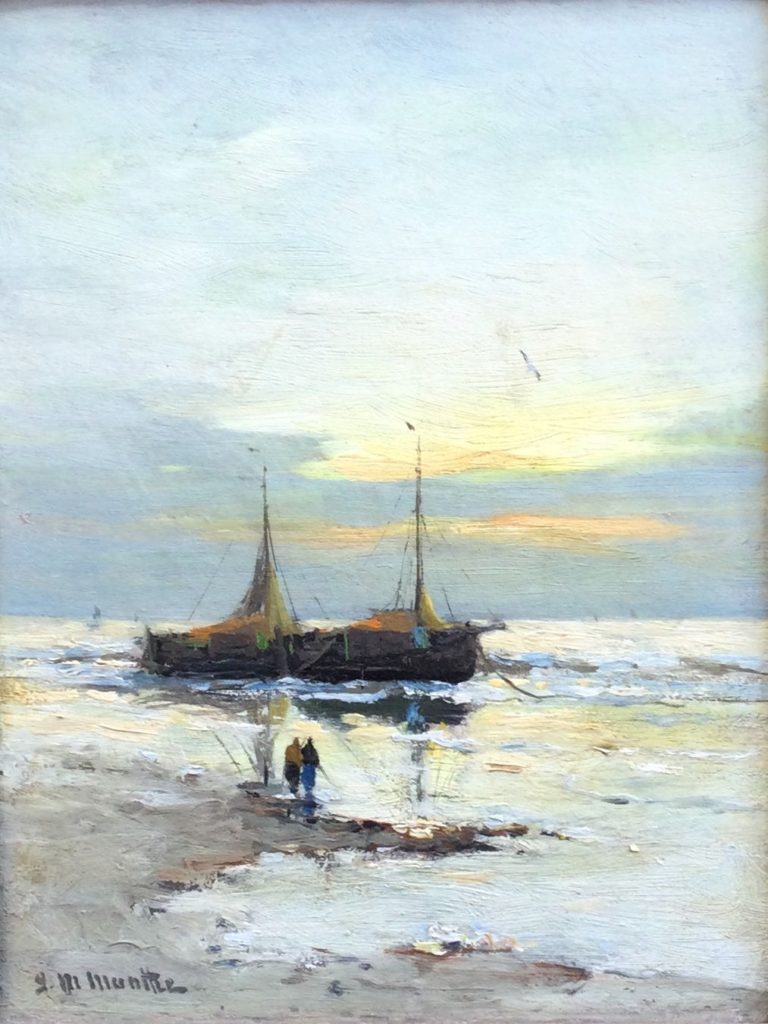 Kunst te koop bij Galerie Wijdemeren van kunstschilder G.M. Munthe Bomschuit olie op paneel, 19.5 x 14.5 cm linksonder gesigneerd