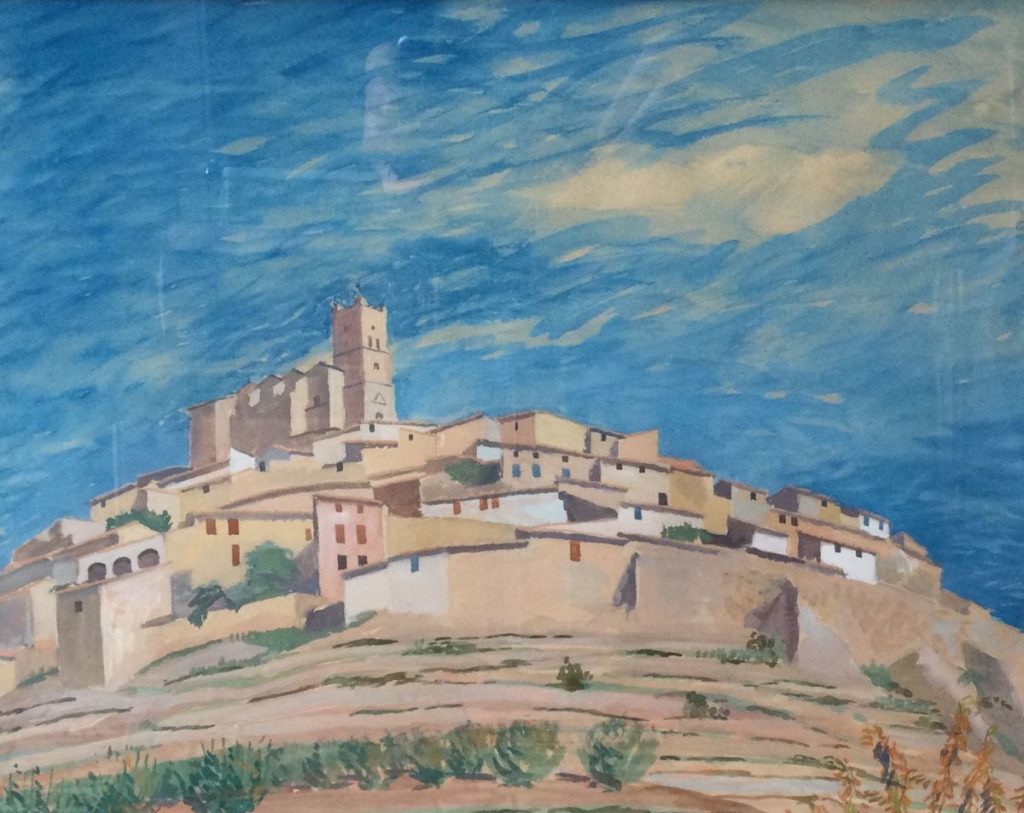 Kunst te koop bij galerie Wijdemeren Flip Hamers Mediterrane stad aquarel op papier, 38 x 47.5 cm middenonder gesigneerd